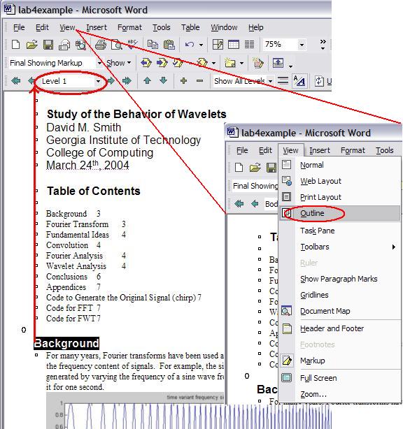 How to format a document to fit a table of contents